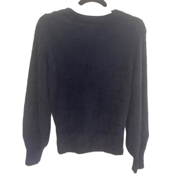 Banana Republic XS Fuzzy Navy Blue Sweater Long Sleeve Soft Nylon Cotton Blend - Picture 6 of 12
